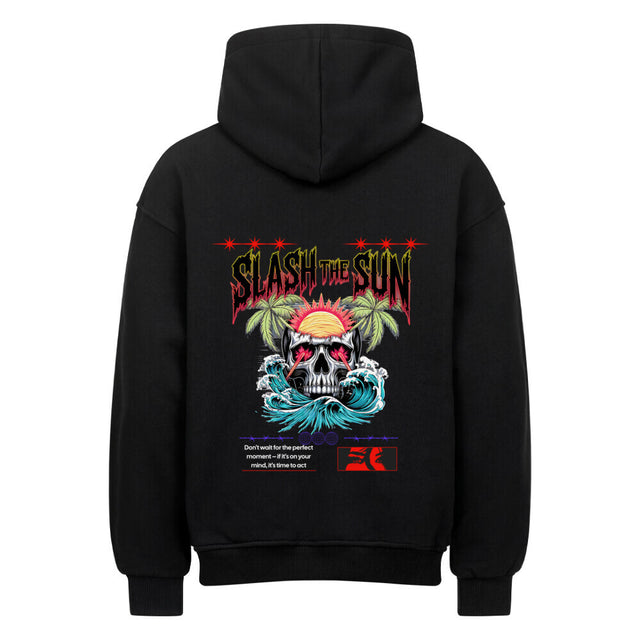 Slash the Sun Oversized Hoodie - Totenkopf mit Wellen-Design | TeeTreeTrendz