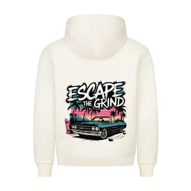 Escape the Grind Premium Hoodie mit Retro-Print und Oldtimer
