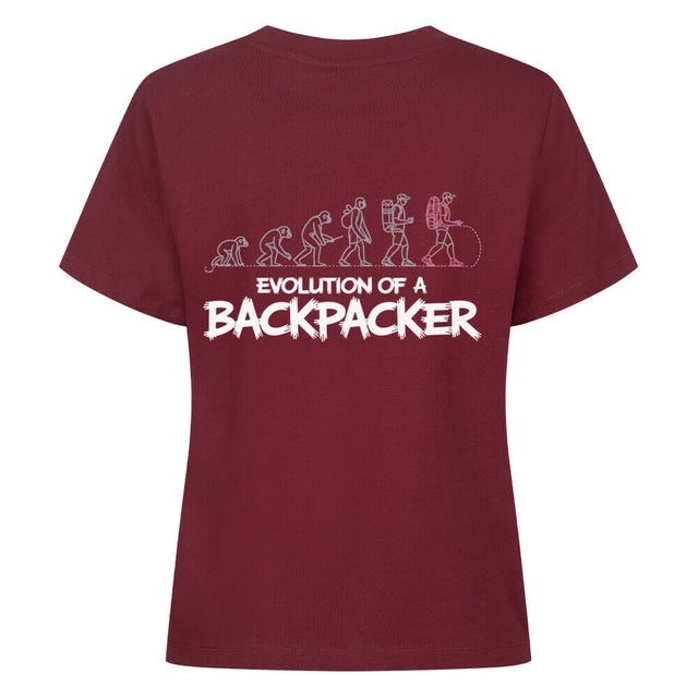 Evolution of a Backpacker Damen T-Shirt - Bio-Baumwolle mit Reise-Witz | TeeTreeTrendz
