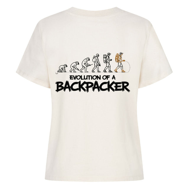 Evolution of a Backpacker Damen T-Shirt - Bio-Baumwolle mit Reise-Witz | TeeTreeTrendz
