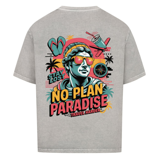 No Plan Paradise Oversized T-Shirt mit Travel Harder Print | TeeTreeTrendz
