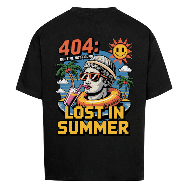 404 Lost in Summer Oversized T-Shirt – Lässiges Premium T-Shirt für den Sommer mit tropischem Print