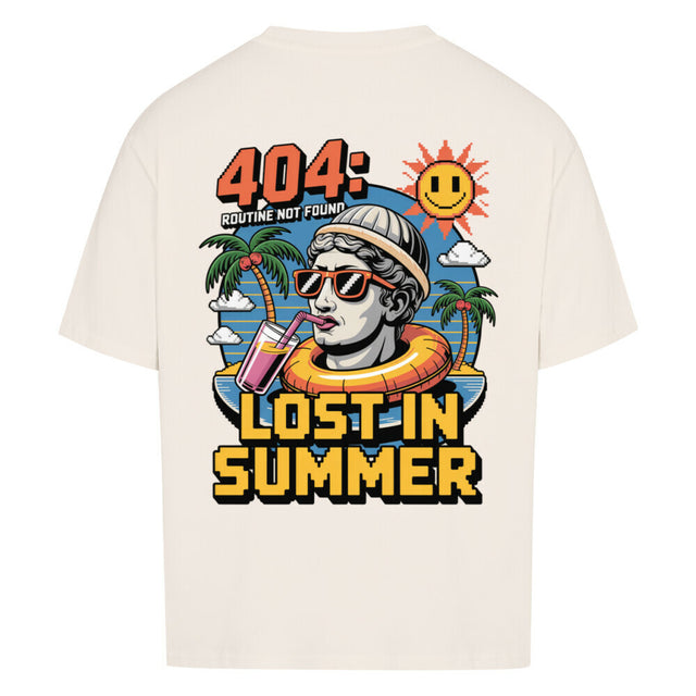 404 Lost in Summer Oversized T-Shirt – Lässiges Premium T-Shirt für den Sommer mit tropischem Print