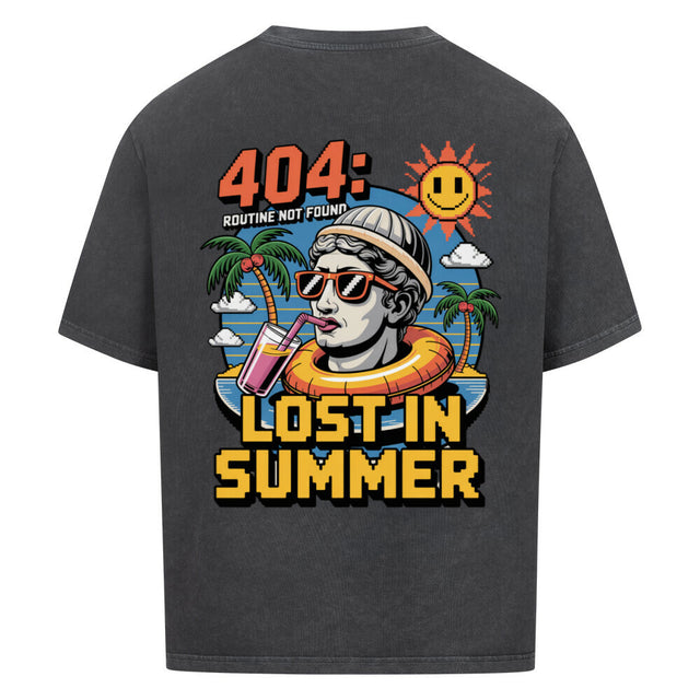 404 Lost in Summer Oversized T-Shirt – Lässiges Premium T-Shirt für den Sommer mit tropischem Print