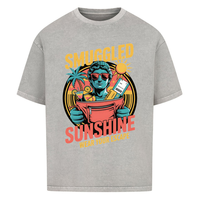 Smuggled Sunshine Oversized T-Shirt with Retro Tropical Design – TeeTreeTrendz