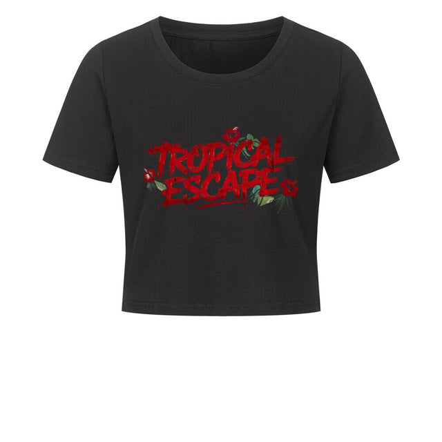 Tropical Escape Cropped Damen-Shirt with Hibiskus Design – TeeTreeTrendz