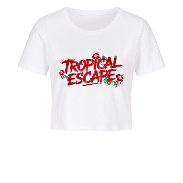 Tropical Escape Cropped Damen-Shirt with Hibiskus Design – TeeTreeTrendz