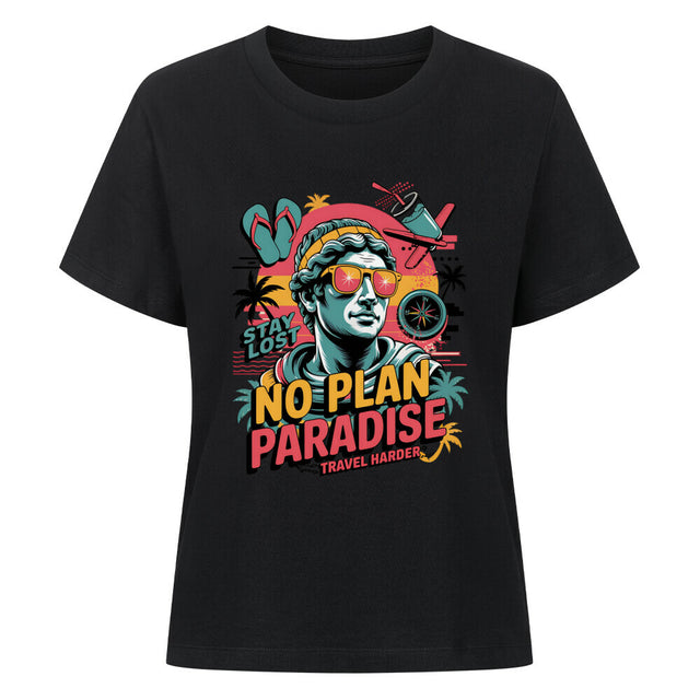 No Plan Paradise Damen T-Shirt – Bio-Baumwolle mit Tropendesign | TeeTreeTrendz