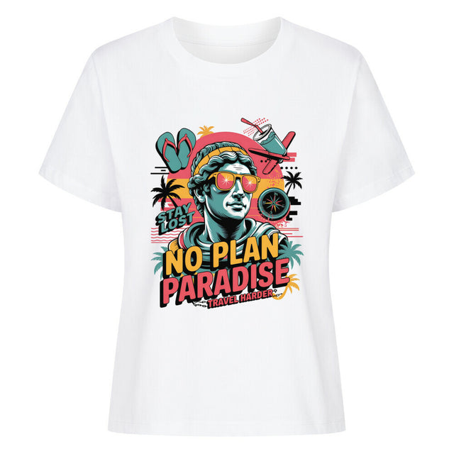 No Plan Paradise Damen T-Shirt – Bio-Baumwolle mit Tropendesign | TeeTreeTrendz