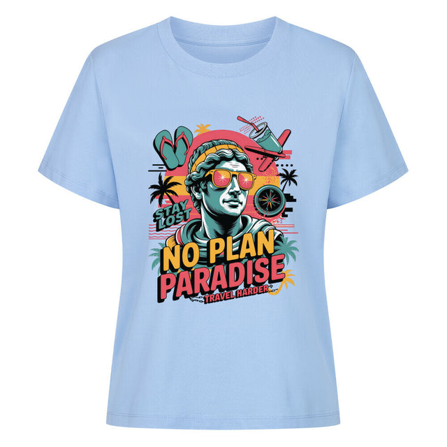 No Plan Paradise Damen T-Shirt – Bio-Baumwolle mit Tropendesign | TeeTreeTrendz