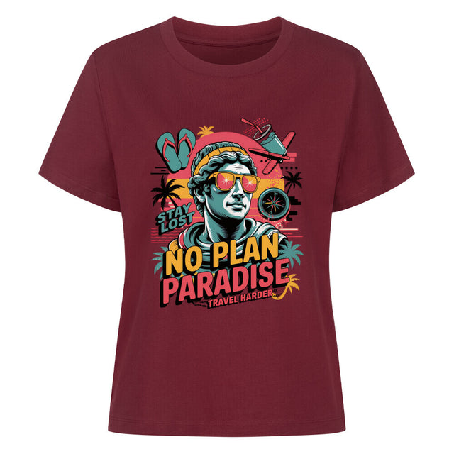 No Plan Paradise Damen T-Shirt – Bio-Baumwolle mit Tropendesign | TeeTreeTrendz