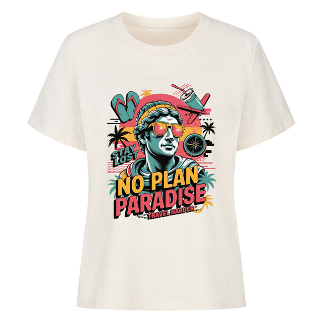 No Plan Paradise Damen T-Shirt – Bio-Baumwolle mit Tropendesign | TeeTreeTrendz