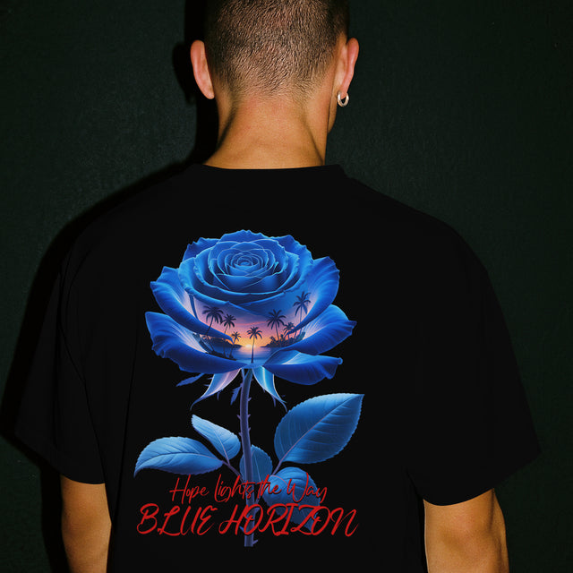 Oversized T-Shirt Blue Horizon Flower
