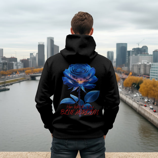 Premium Hoodie Blue Horizon Flower
