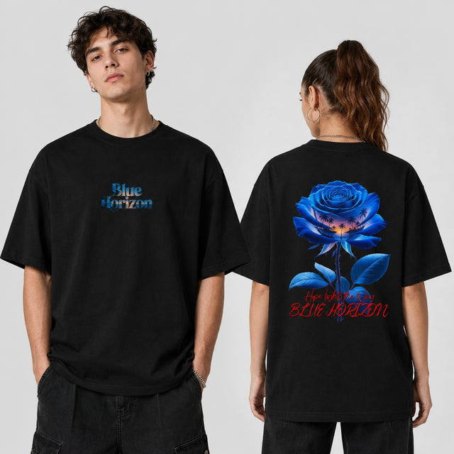 Oversized T-Shirt Blue Horizon Flower