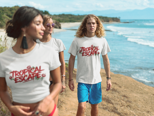 Ladies Cropped Tee Tropical Escape