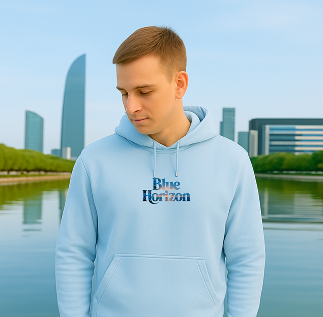 Premium Hoodie Blue Horizon Flower