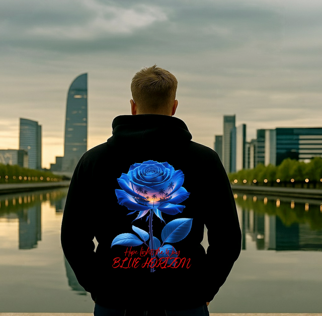 Premium Hoodie Blue Horizon Flower