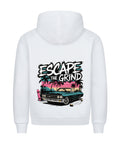 Escape the Grind Premium Hoodie mit Retro-Print und Oldtimer