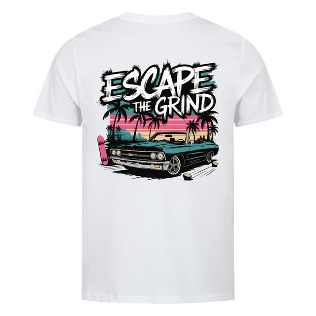 Escape the Grind Unisex T-Shirt mit Oldtimer & Palmen