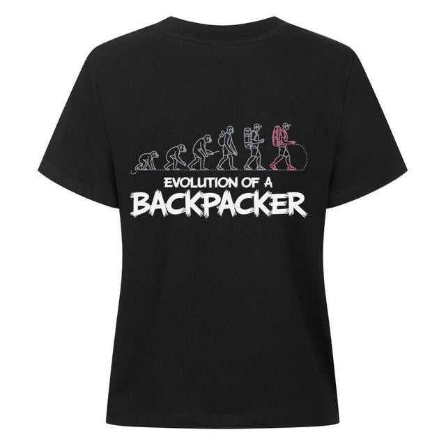 Evolution of a Backpacker Damen T-Shirt - Bio-Baumwolle mit Reise-Witz | TeeTreeTrendz