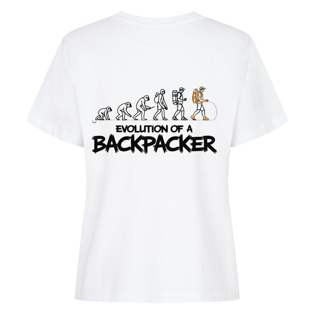 Evolution of a Backpacker Damen T-Shirt - Bio-Baumwolle mit Reise-Witz | TeeTreeTrendz