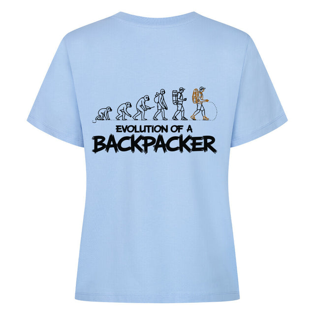 Evolution of a Backpacker Damen T-Shirt - Bio-Baumwolle mit Reise-Witz | TeeTreeTrendz