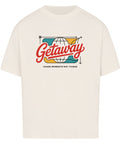 Getaway Oversized T-Shirt mit Globus-Print und dem Motto „Chase Moments Not Things“ – extra weich, nachhaltig & ideal für Reise, Alltag und Freizeit