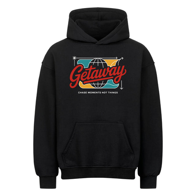 Getaway Premium Hoodie mit Globus-Print | Oversized Streetwear
