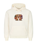 TeddyTravel Premium Hoodie mit Abenteuer-Teddybär-Print und bunten Rucksäcken in Rot, Grün, Blau von TeeTreeTrendz
