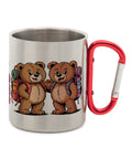 TeddyTravel Edelstahl-Tasse 200 ml mit Karabinergriff und Teddybären-Print für Outdoor-Abenteuer von TeeTreeTrendz