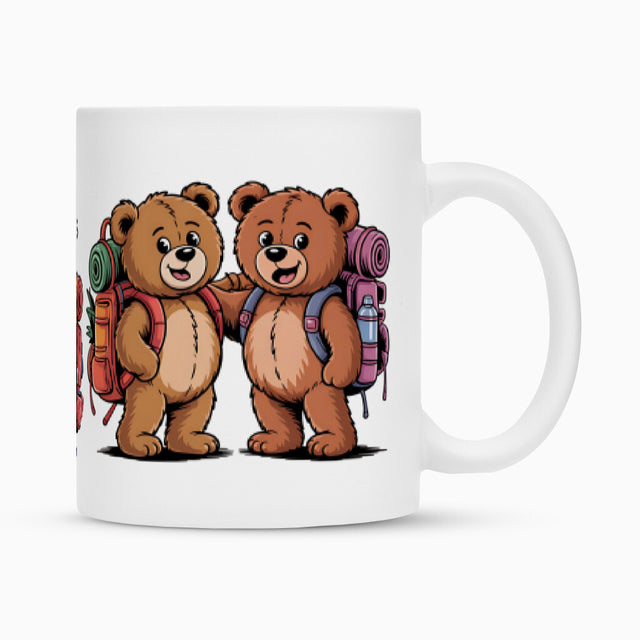 TeddyTravel Keramiktasse in Matt-Weiß mit süßem Bären und Reisemotiv
