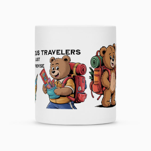 TeddyTravel Keramiktasse in Matt-Weiß mit süßem Bären und Reisemotiv