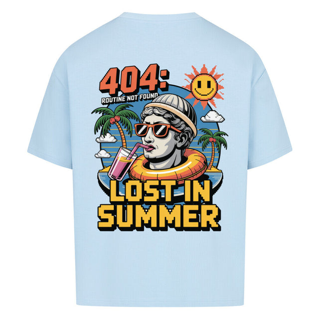 404 Lost in Summer Oversized T-Shirt – Lässiges Premium T-Shirt für den Sommer mit tropischem Print