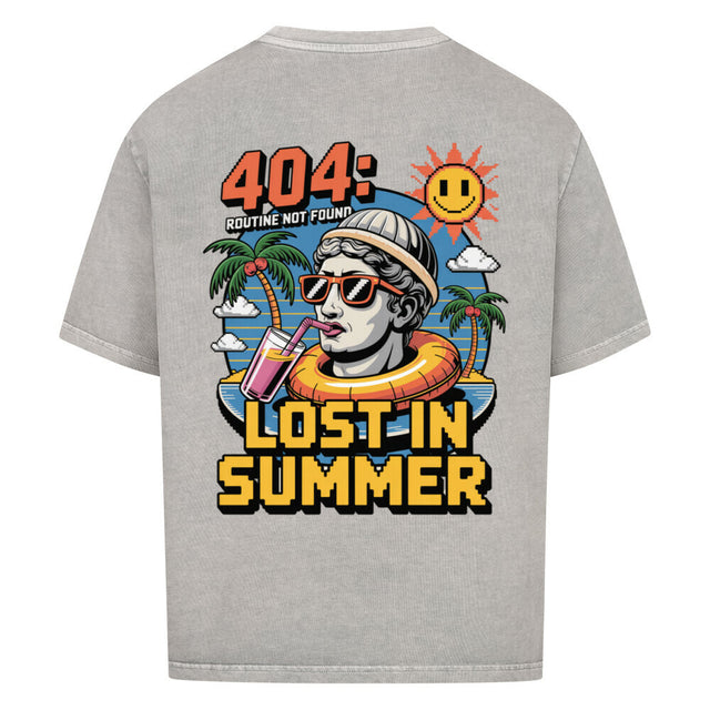 404 Lost in Summer Oversized T-Shirt – Lässiges Premium T-Shirt für den Sommer mit tropischem Print