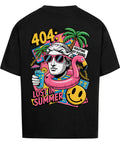 404 Lost in Summer Oversized T-Shirt – weißes Streetwear Shirt mit tropischem Print und Sommer-Vibe