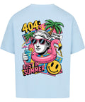 404 Lost in Summer Oversized T-Shirt – weißes Streetwear Shirt mit tropischem Print und Sommer-Vibe