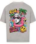404 Lost in Summer Oversized T-Shirt – weißes Streetwear Shirt mit tropischem Print und Sommer-Vibe