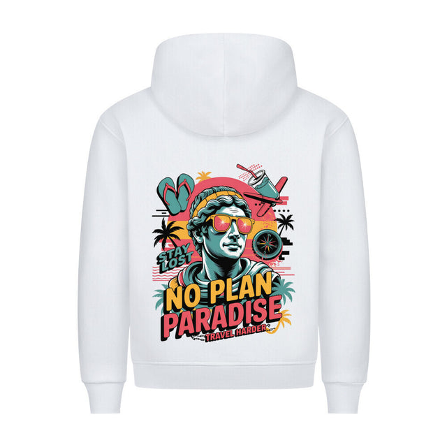 No Plan Paradise Premium Hoodie mit Travel Harder Print - Streetwear Style | TeeTreeTrendz