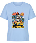 Verspielter Sommer-Print ‚404 Lost in Summer‘ mit Palmen auf Damen T-Shirt