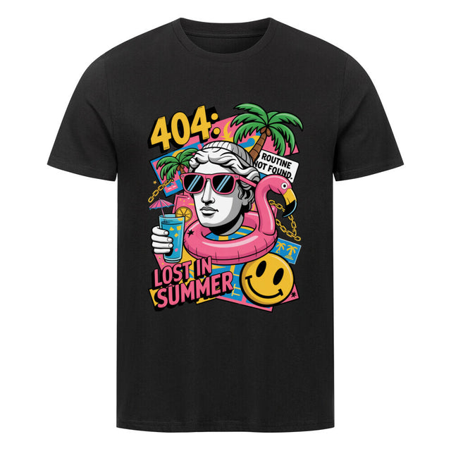 404 Lost in Summer Unisex T-Shirt – Bio-Baumwolle T-Shirt mit tropischem Design für Sommer-Fans