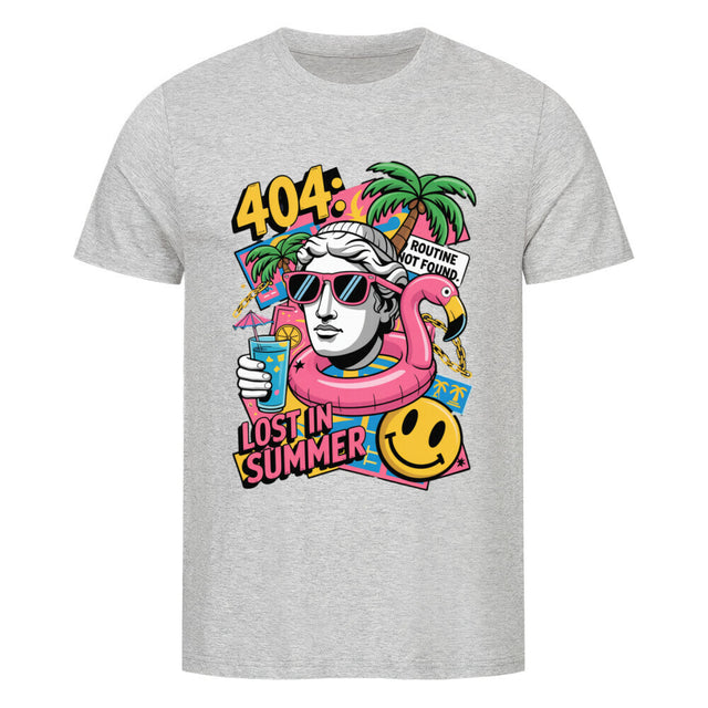 404 Lost in Summer Unisex T-Shirt – Bio-Baumwolle T-Shirt mit tropischem Design für Sommer-Fans