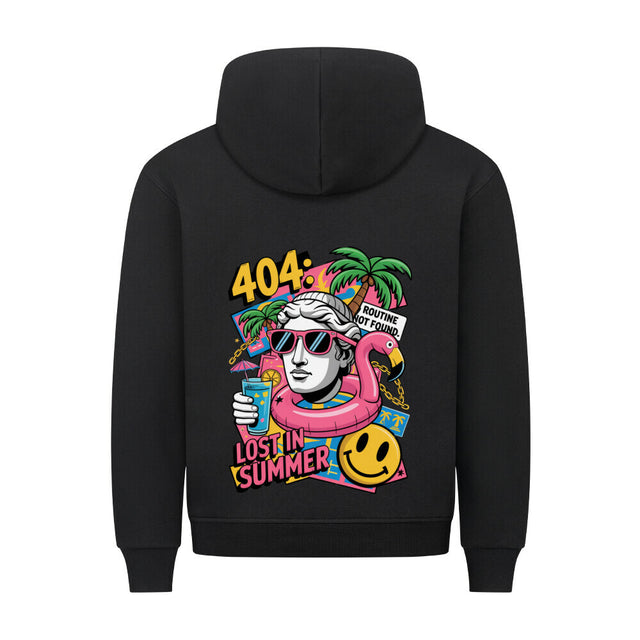 404 Lost in Summer Premium Hoodie – Unisex Sommer-Hoodie mit tropischem Print 