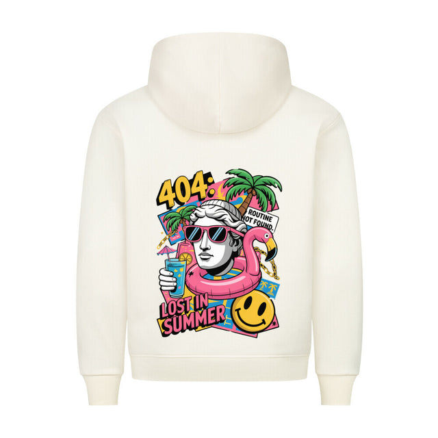 404 Lost in Summer Premium Hoodie – Unisex Sommer-Hoodie mit tropischem Print 