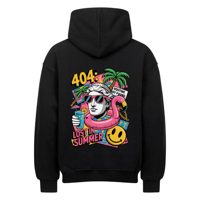 404 Lost in Summer Oversized Premium Hoodie – Streetwear Hoodie mit tropischem Sommer-Print aus Heavy Cotton