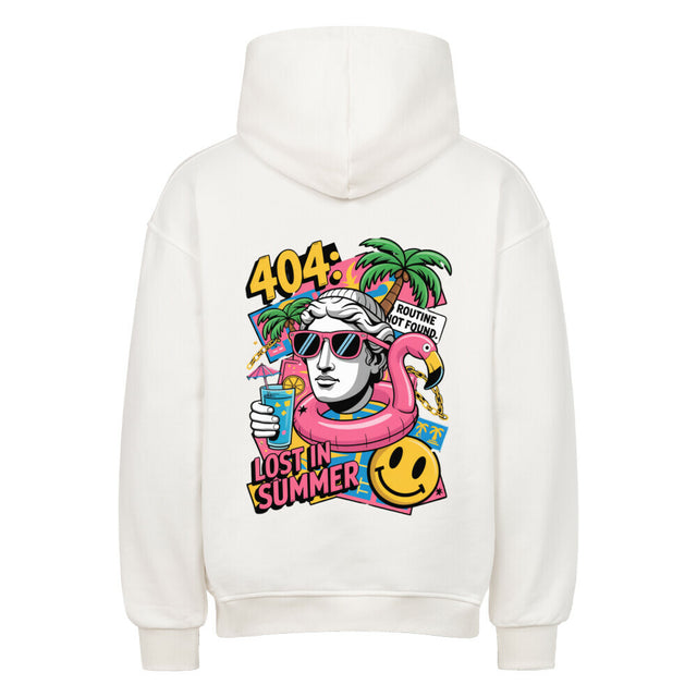 404 Lost in Summer Oversized Premium Hoodie – Streetwear Hoodie mit tropischem Sommer-Print aus Heavy Cotton