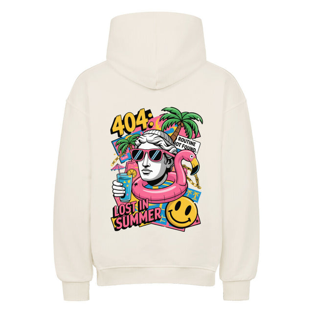 404 Lost in Summer Oversized Premium Hoodie – Streetwear Hoodie mit tropischem Sommer-Print aus Heavy Cotton