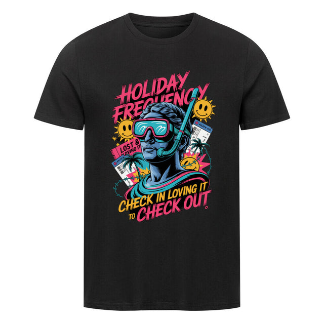 Holiday Frequency T-Shirt mit Retro-Urlaubsdesign| TeeTreeTrendz