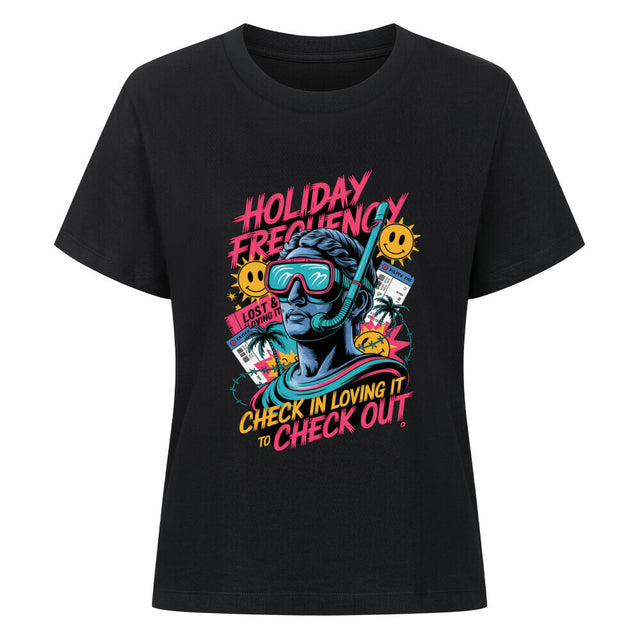 Holiday Frequency Damen T-Shirt with Retro Travel Design – TeeTreeTrendz