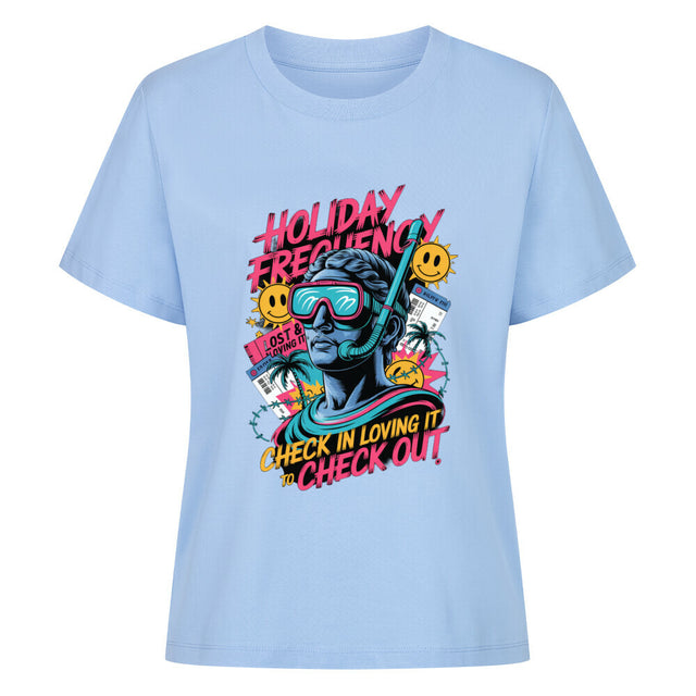Holiday Frequency Damen T-Shirt with Retro Travel Design – TeeTreeTrendz